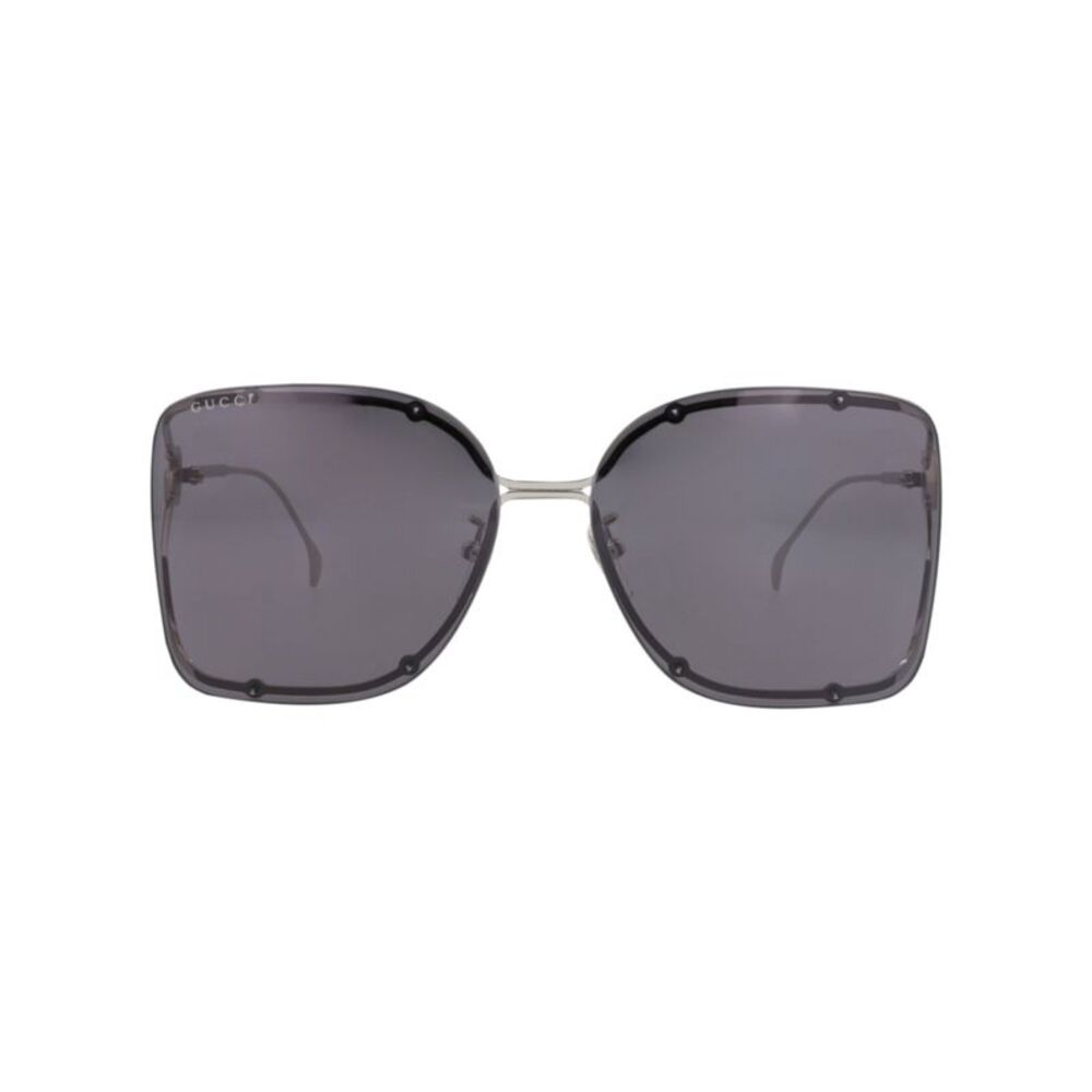 Gucci Square-Frame Metal Sunglasses Silver Womens